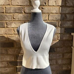 Out from under Cream V-Neck Crop Top